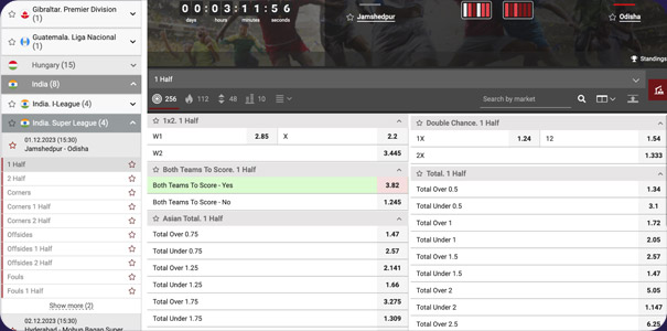 Type of bets at bookmaker. 